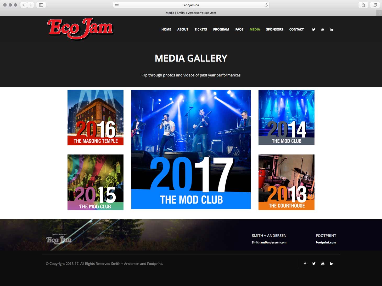 Eco Jam Media Selection page