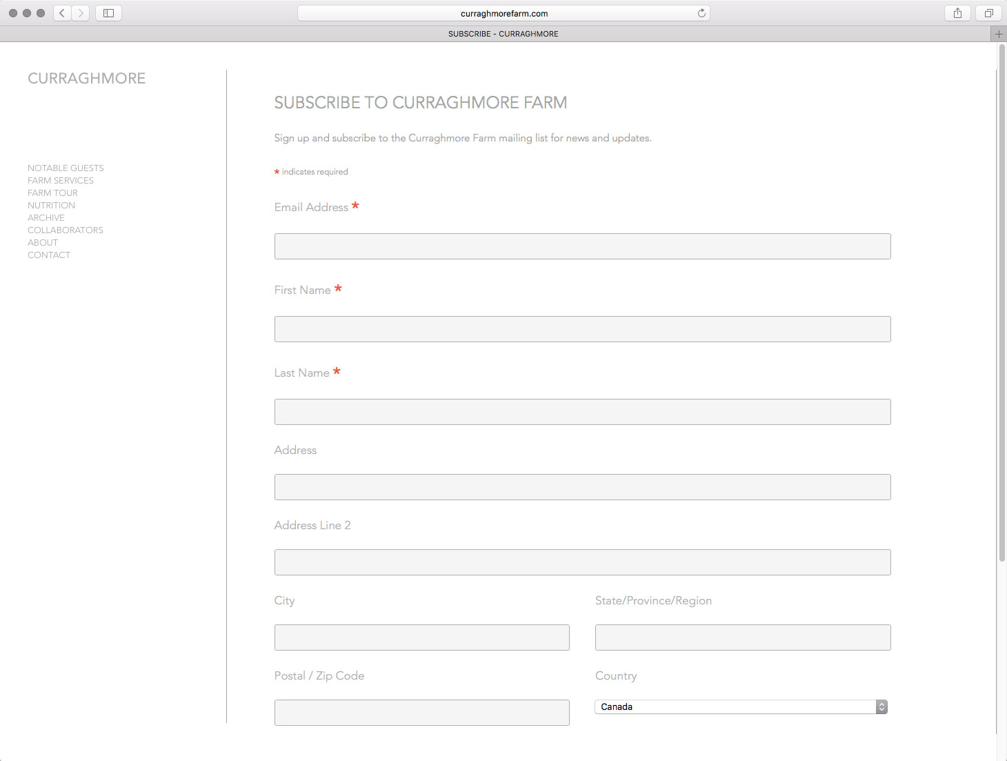 Site Integrated Mailchimp Subscription Page